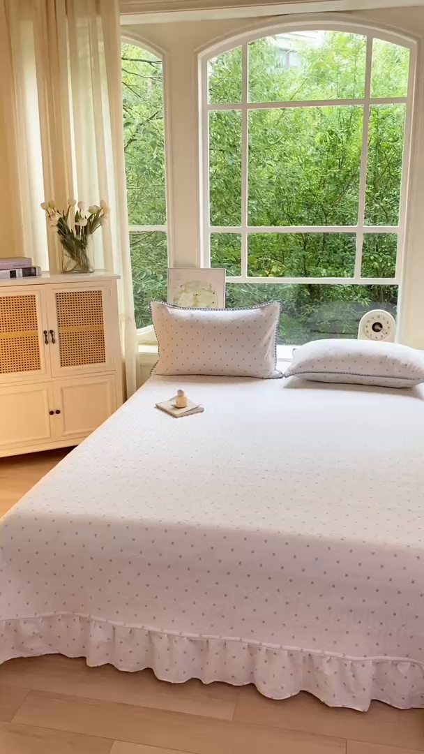 91家纺网 家纺一手货源 找家纺 （总）尚美 2025新款三角针工艺款云感双层纱被套四件套-床盖款