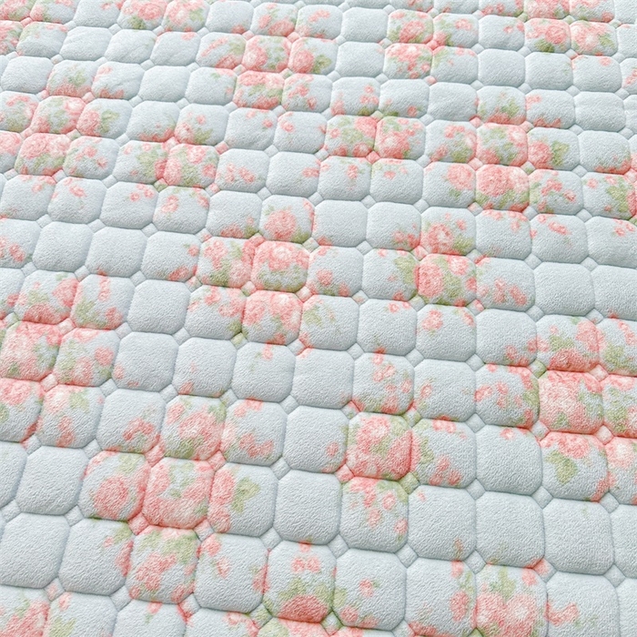 91家纺网 家纺一手货源 找家纺 梵朴 2025新款印花牛奶绒床褥垫加厚珊瑚绒床褥子床垫 欧风花影-蓝