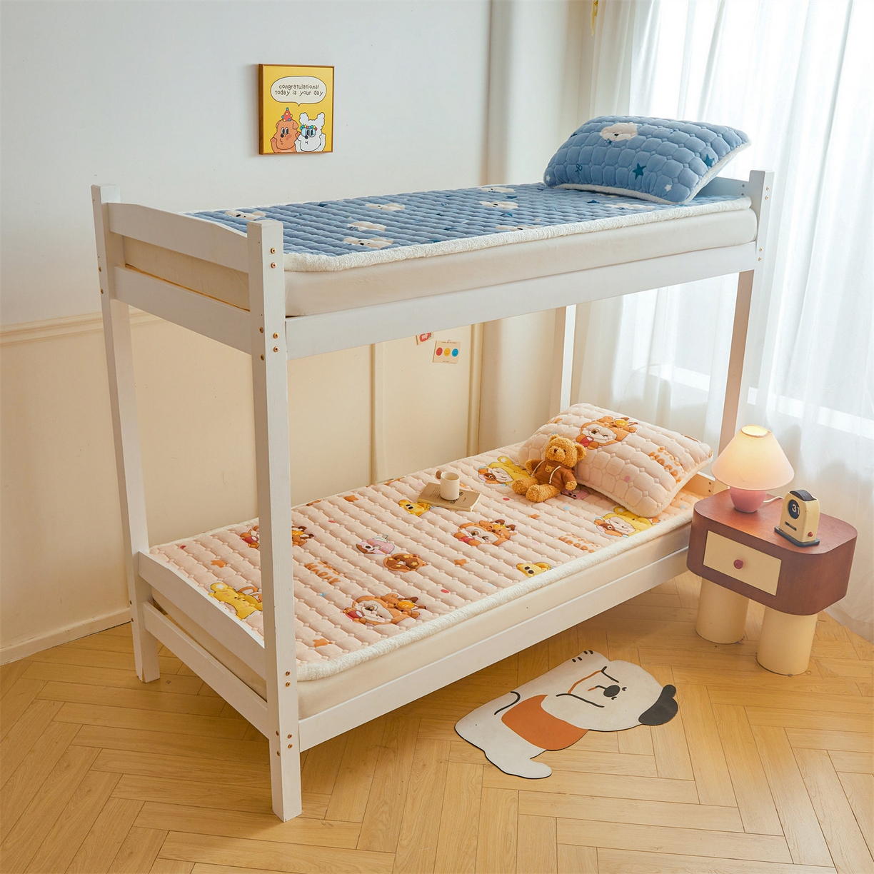 91家纺网 家纺一手货源 找家纺 雯豆家纺 2025新款牛奶绒床垫床护垫学生床褥子宿舍印花床褥铺底 牛奶绒床褥-甜心布布