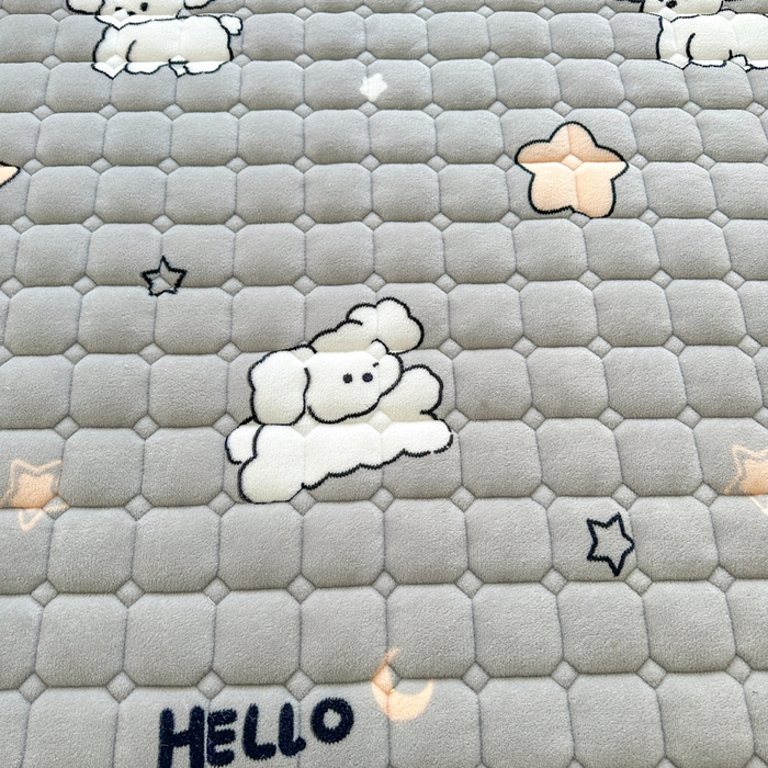 91家纺网 家纺一手货源 找家纺 梵朴 2025新款印花牛奶绒床褥垫加厚珊瑚绒床褥子床垫 顽皮狗