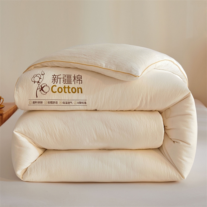 91家纺网 家纺一手货源 找家纺 好福居 2025新款A类水洗棉100%新疆棉花被棉絮春秋被冬被被子被芯 暖白色