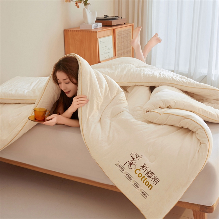 91家纺网 家纺一手货源 找家纺 好福居 2025新款A类水洗棉100%新疆棉花被棉絮春秋被冬被被子被芯 暖白色