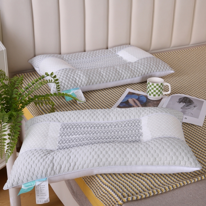 91家纺网 家纺一手货源 找家纺 永乐枕芯 2025新款凉感豆豆低枕枕头冰豆豆羽丝枕芯 浅灰 48x74cm/只