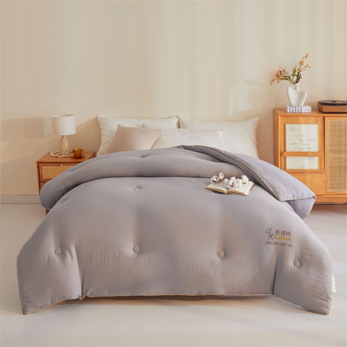 91家纺网 家纺一手货源 找家纺 好福居 2025新款A类水洗棉100%新疆棉花被棉絮春秋被冬被被子被芯 浅灰