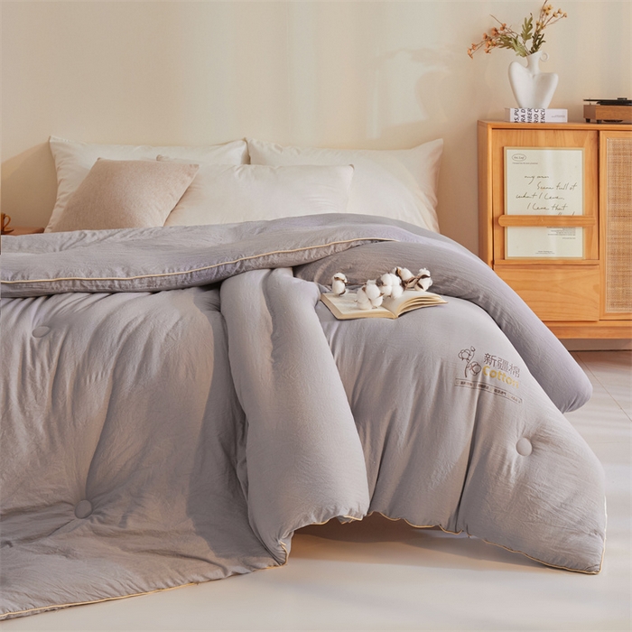 91家纺网 家纺一手货源 找家纺 好福居 2025新款A类水洗棉100%新疆棉花被棉絮春秋被冬被被子被芯 浅灰