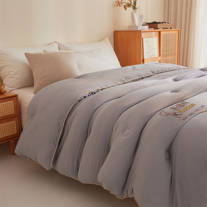 91家纺网 家纺一手货源 找家纺 好福居 2025新款A类水洗棉100%新疆棉花被棉絮春秋被冬被被子被芯 浅灰