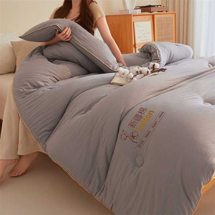91家纺网 家纺一手货源 找家纺 好福居 2025新款A类水洗棉100%新疆棉花被棉絮春秋被冬被被子被芯 浅灰
