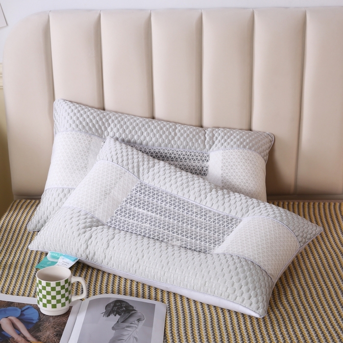 91家纺网 家纺一手货源 找家纺 永乐枕芯 2025新款凉感豆豆低枕枕头冰豆豆羽丝枕芯 浅灰 48x74cm/对