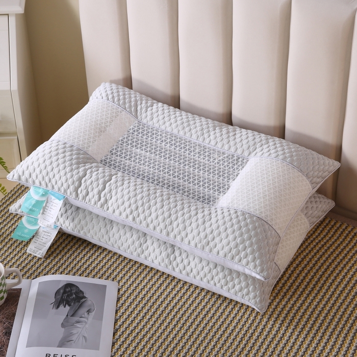 91家纺网 家纺一手货源 找家纺 永乐枕芯 2025新款凉感豆豆低枕枕头冰豆豆羽丝枕芯 浅灰 48x74cm/对