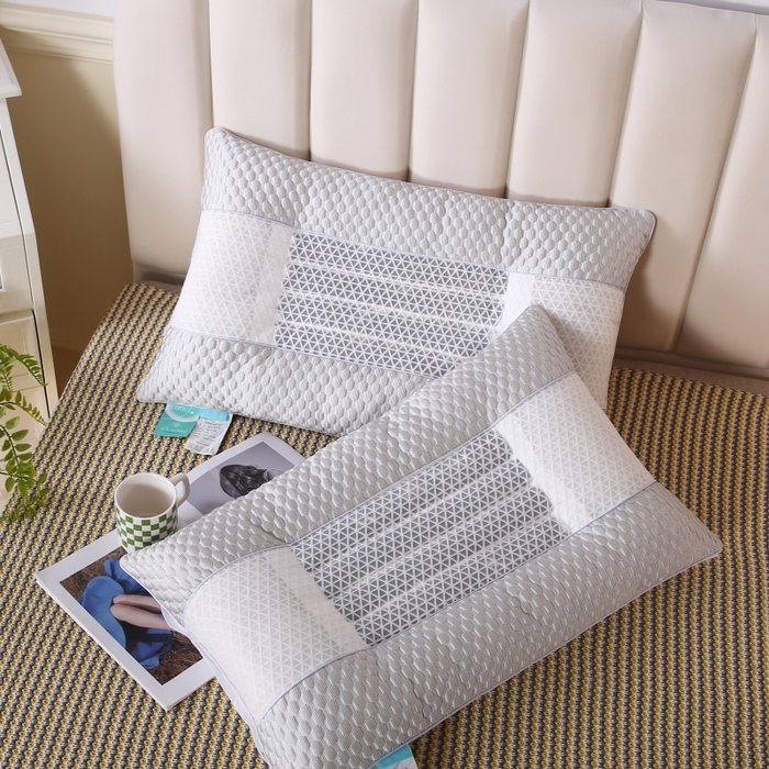 91家纺网 家纺一手货源 找家纺 永乐枕芯 2025新款凉感豆豆低枕枕头冰豆豆羽丝枕芯 浅灰 48x74cm/对