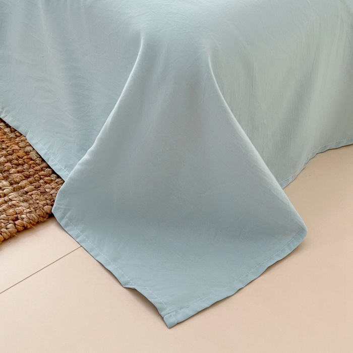 91家纺网 家纺一手货源 找家纺 希丞家居 2025新款学生季格子加厚亚麻皱皱纱四件套（提供买家秀） 晴空蓝格