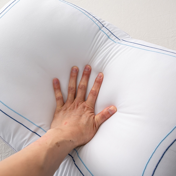 91家纺网 家纺一手货源 找家纺 永乐枕芯 2025新款磨毛新品酒店羽丝绒枕芯回字绣立体枕头 蓝色 48*74cm低枕/只