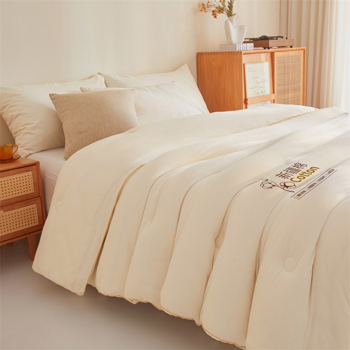 91家纺网 家纺一手货源 找家纺 锦逸家居 2025新款A类水洗棉100%新疆棉花被棉絮春秋被冬被被子被芯 米白色