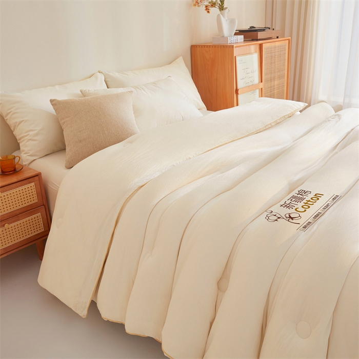 91家纺网 家纺一手货源 找家纺 锦逸家居 2025新款A类水洗棉100%新疆棉花被棉絮春秋被冬被被子被芯 米白色