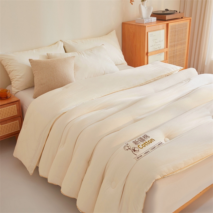 91家纺网 家纺一手货源 找家纺 锦逸家居 2025新款A类水洗棉100%新疆棉花被棉絮春秋被冬被被子被芯 米白色