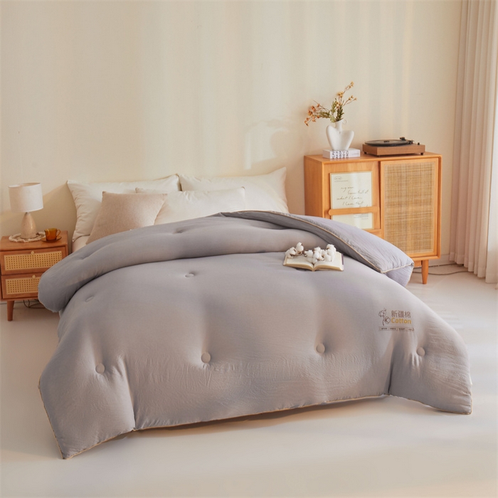91家纺网 家纺一手货源 找家纺 锦逸家居 2025新款A类水洗棉100%新疆棉花被棉絮春秋被冬被被子被芯 高级灰