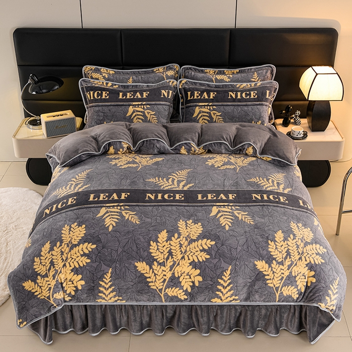 91家纺网 家纺一手货源 找家纺 （总）千嘻汇 2025新款8斤牛奶绒金貂法莱绒床裙款保暖绒四件套