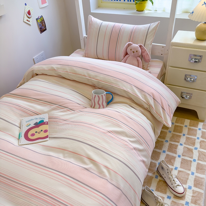 91家纺网 家纺一手货源 找家纺 （总）默忆 2025新款亲肤水洗棉学生三件套