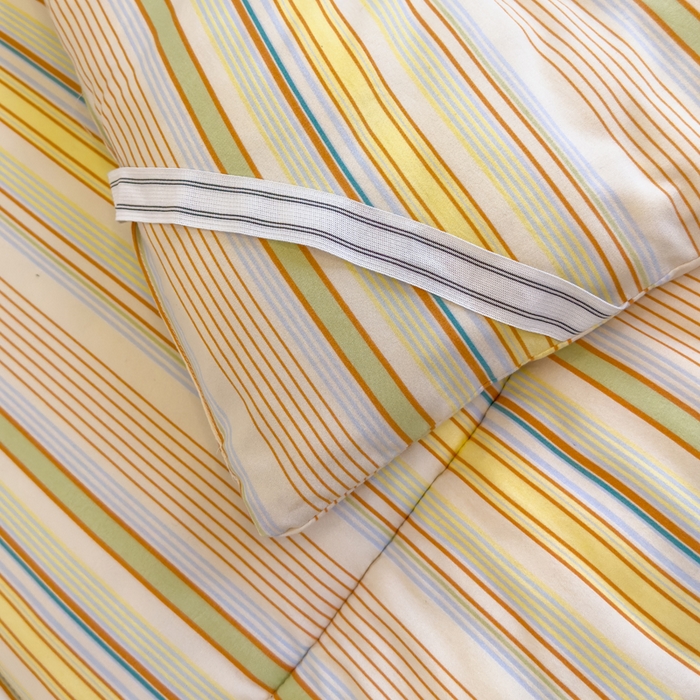 91家纺网 家纺一手货源 找家纺 默忆 2025新款学生新疆棉花床褥褥子 黄色横条纹