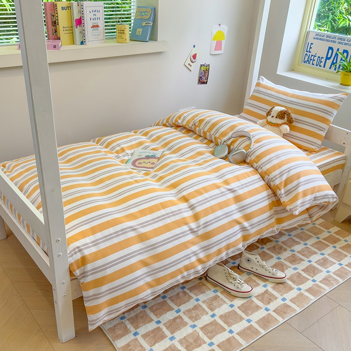 默忆 2025新款亲肤水洗棉学生三件套 黄色条纹