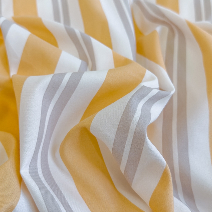 91家纺网 家纺一手货源 找家纺 默忆 2025新款亲肤水洗棉学生三件套 黄色条纹