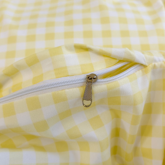 91家纺网 家纺一手货源 找家纺 默忆 2025新款亲肤水洗棉学生三件套 黄色小格子