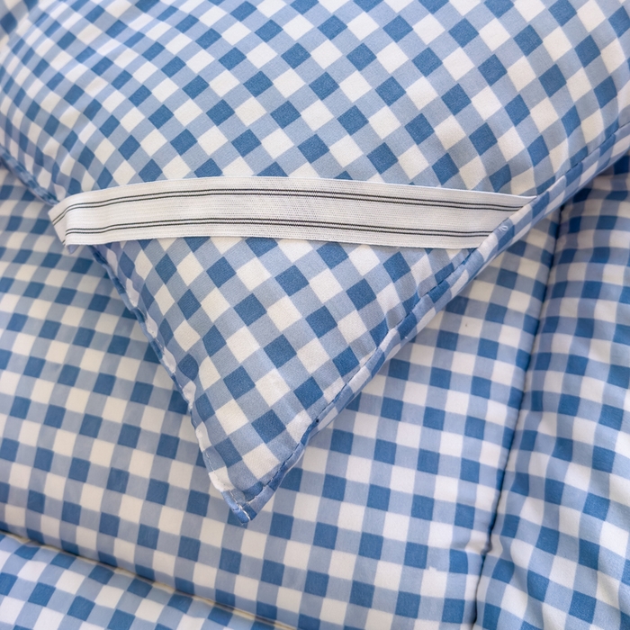 91家纺网 家纺一手货源 找家纺 默忆 2025新款学生新疆棉花床褥褥子 深蓝白小格