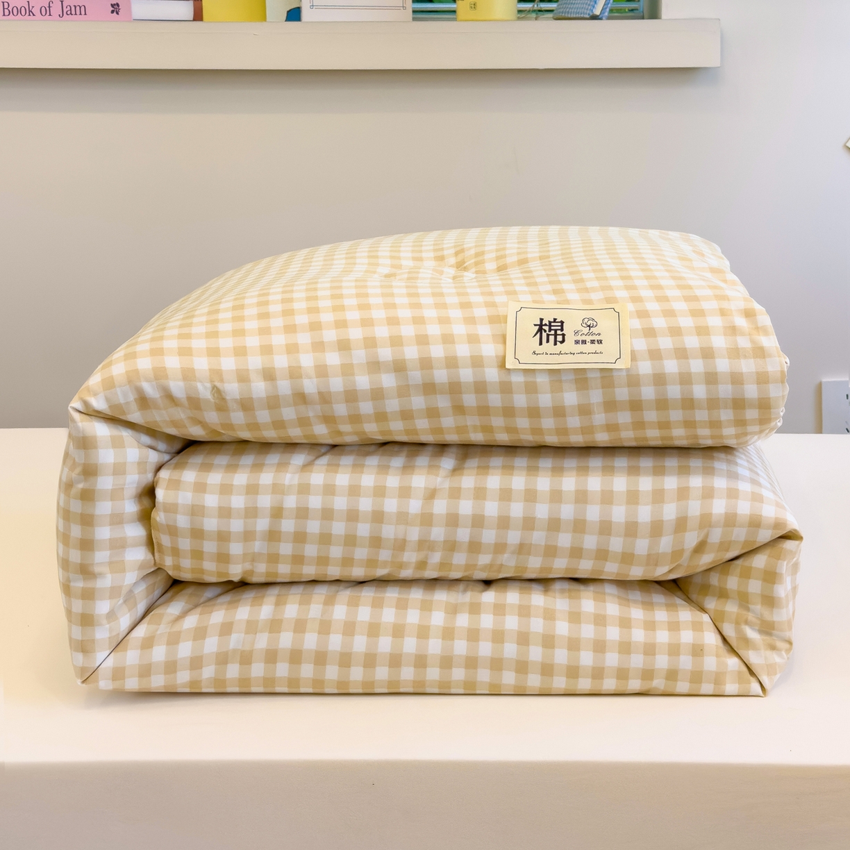 91家纺网 家纺一手货源 找家纺 默忆 2025新款新疆棉学生棉花被 被子被芯 咖白小格