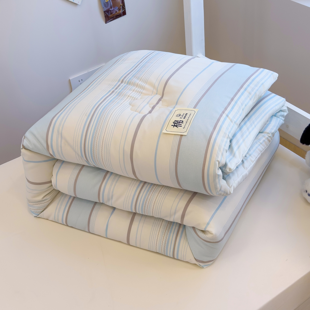 91家纺网 家纺一手货源 找家纺 默忆 2025新款新疆棉学生棉花被 被子被芯 渐变蓝细条