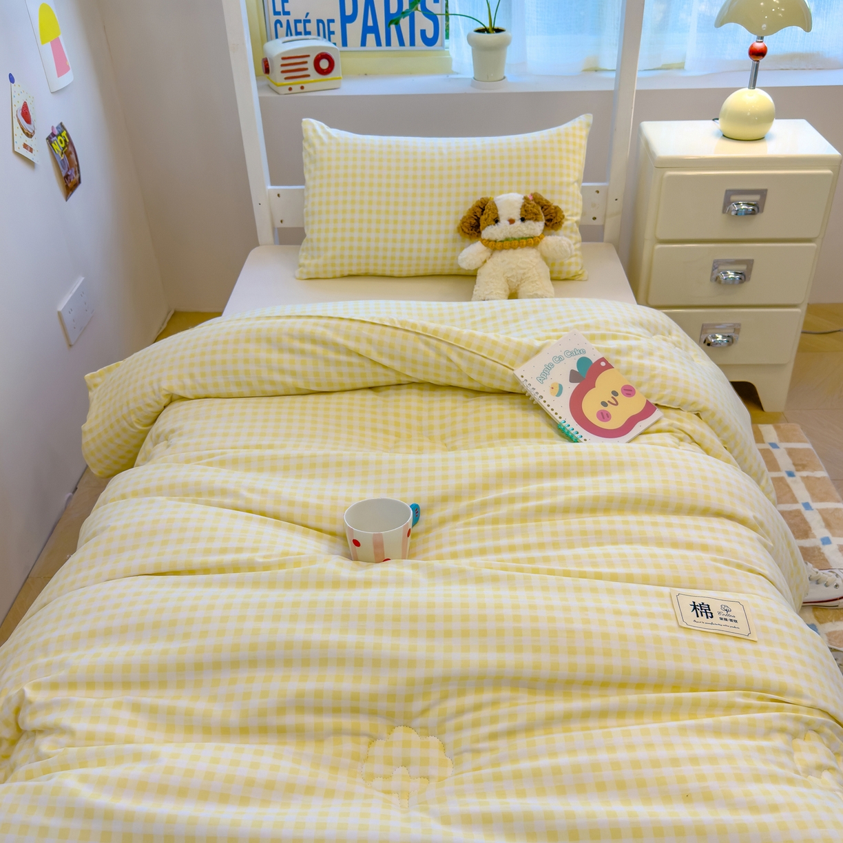 91家纺网 家纺一手货源 找家纺 默忆 2025新款新疆棉学生棉花被 被子被芯 黄白小格