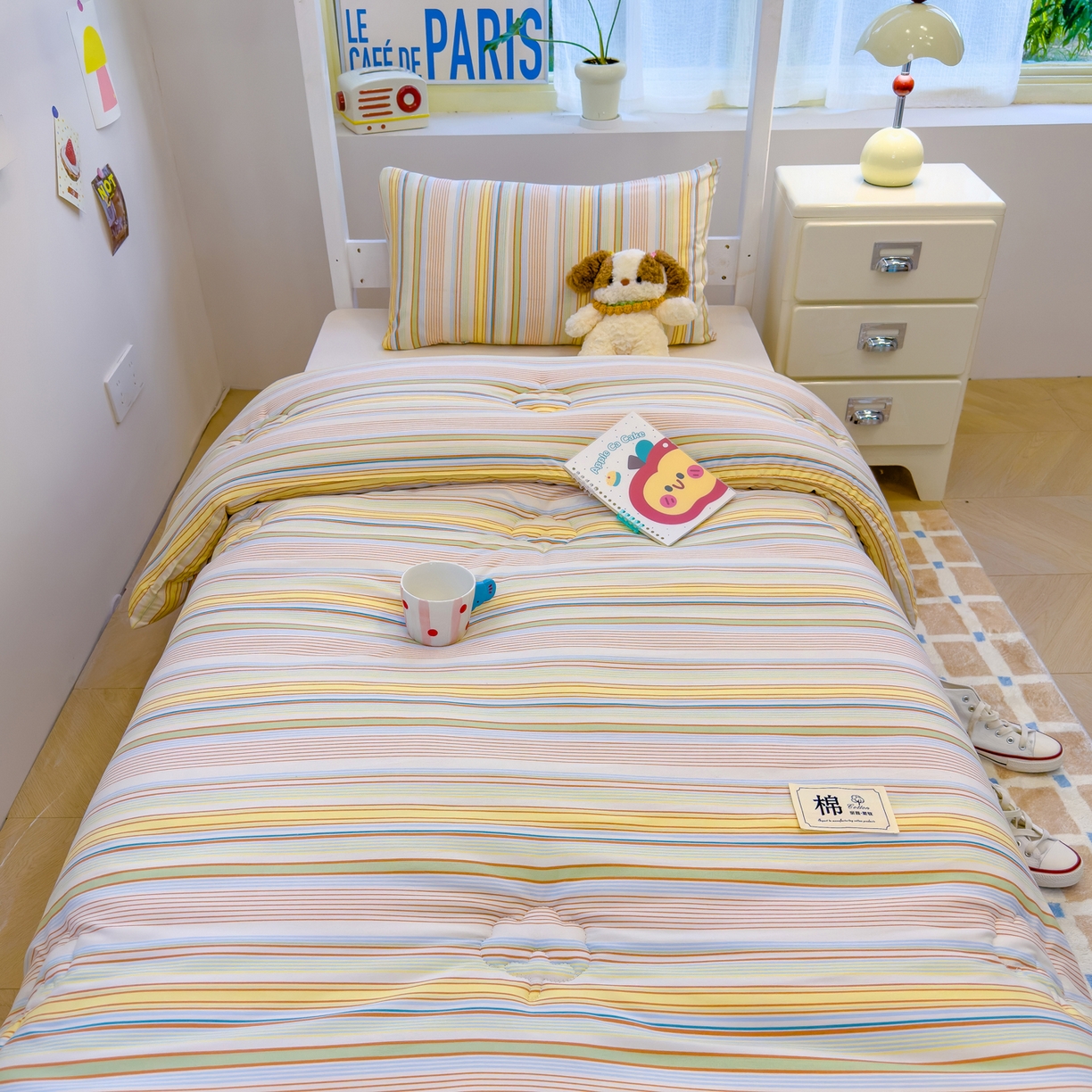 91家纺网 家纺一手货源 找家纺 默忆 2025新款新疆棉学生棉花被 被子被芯 彩条