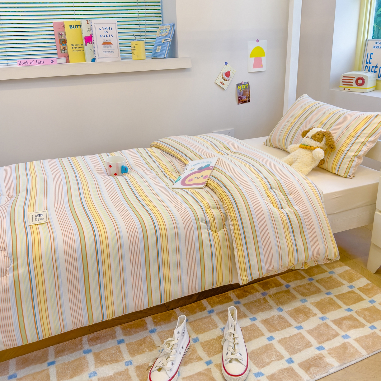 91家纺网 家纺一手货源 找家纺 默忆 2025新款新疆棉学生棉花被 被子被芯 彩条