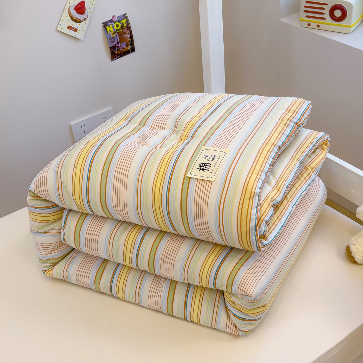 91家纺网 家纺一手货源 找家纺 默忆 2025新款新疆棉学生棉花被 被子被芯 彩条