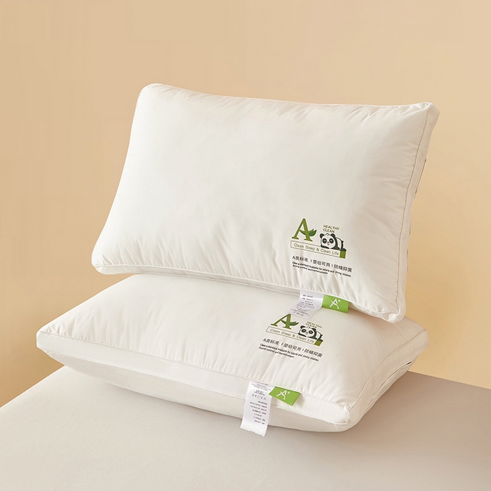91家纺网 家纺一手货源 找家纺 （总）鼎晟纺 2025新款卡通全棉羽丝绒软萌熊猫烫画枕头学生纯棉枕芯护颈椎助家用-风格二