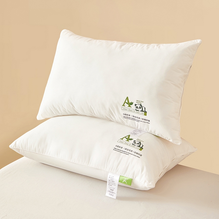 91家纺网 家纺一手货源 找家纺 （总）鼎晟纺 2025新款卡通全棉羽丝绒软萌熊猫烫画枕头学生纯棉枕芯护颈椎助家用-风格二