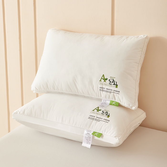 91家纺网 家纺一手货源 找家纺 （总）鼎晟纺 2025新款卡通全棉羽丝绒软萌熊猫烫画枕头学生纯棉枕芯护颈椎助家用枕头枕芯