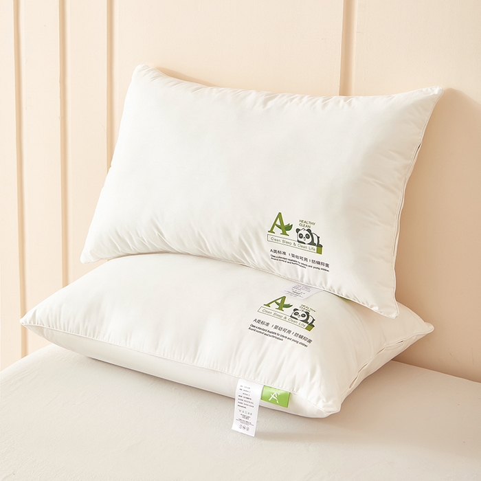 91家纺网 家纺一手货源 找家纺 （总）鼎晟纺 2025新款卡通全棉羽丝绒软萌熊猫烫画枕头学生纯棉枕芯护颈椎助家用枕头枕芯