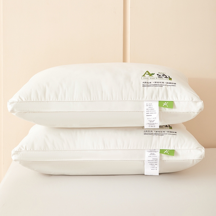 91家纺网 家纺一手货源 找家纺 （总）鼎晟纺 2025新款卡通全棉羽丝绒软萌熊猫烫画枕头学生纯棉枕芯护颈椎助家用枕头枕芯