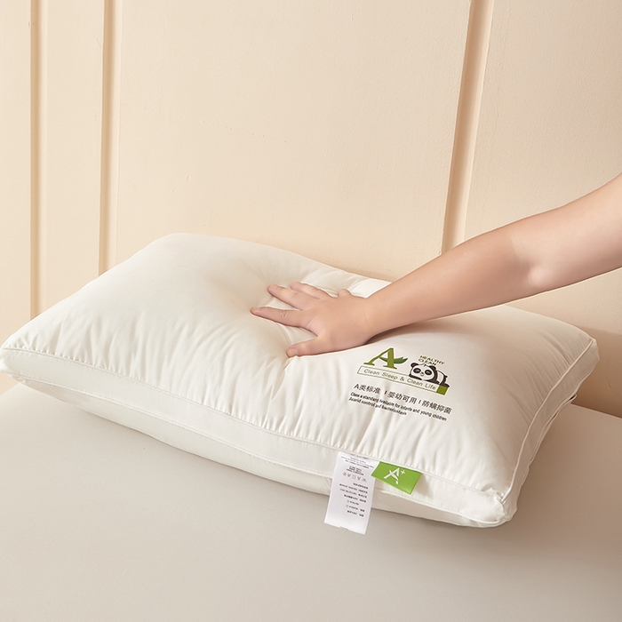 91家纺网 家纺一手货源 找家纺 （总）鼎晟纺 2025新款卡通全棉羽丝绒软萌熊猫烫画枕头学生纯棉枕芯护颈椎助家用枕头枕芯