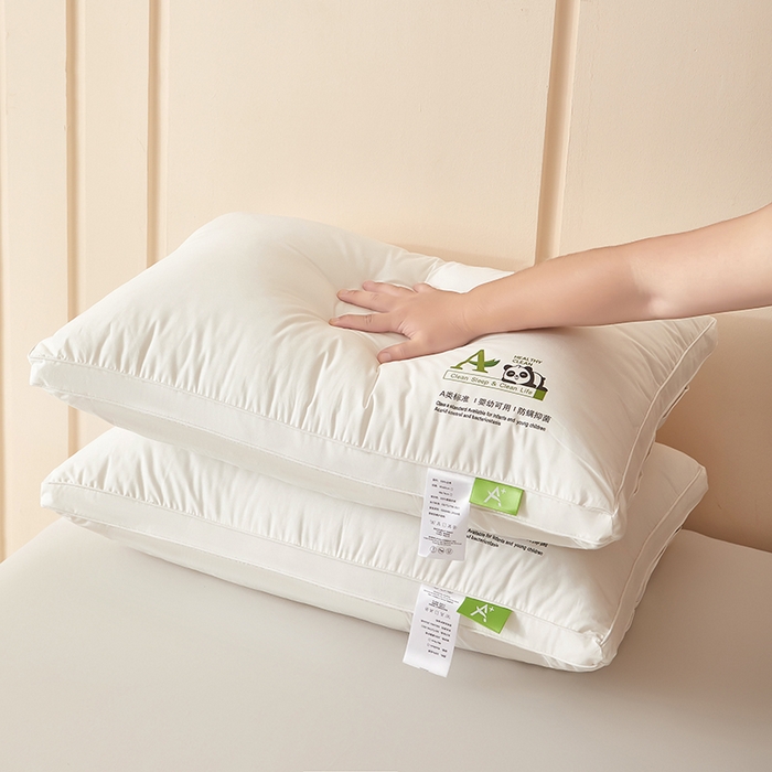 91家纺网 家纺一手货源 找家纺 （总）鼎晟纺 2025新款卡通全棉羽丝绒软萌熊猫烫画枕头学生纯棉枕芯护颈椎助家用枕头枕芯