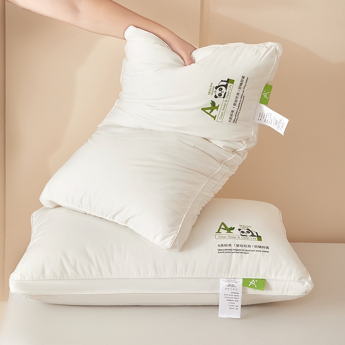 91家纺网 家纺一手货源 找家纺 （总）鼎晟纺 2025新款卡通全棉羽丝绒软萌熊猫烫画枕头学生纯棉枕芯护颈椎助家用枕头枕芯