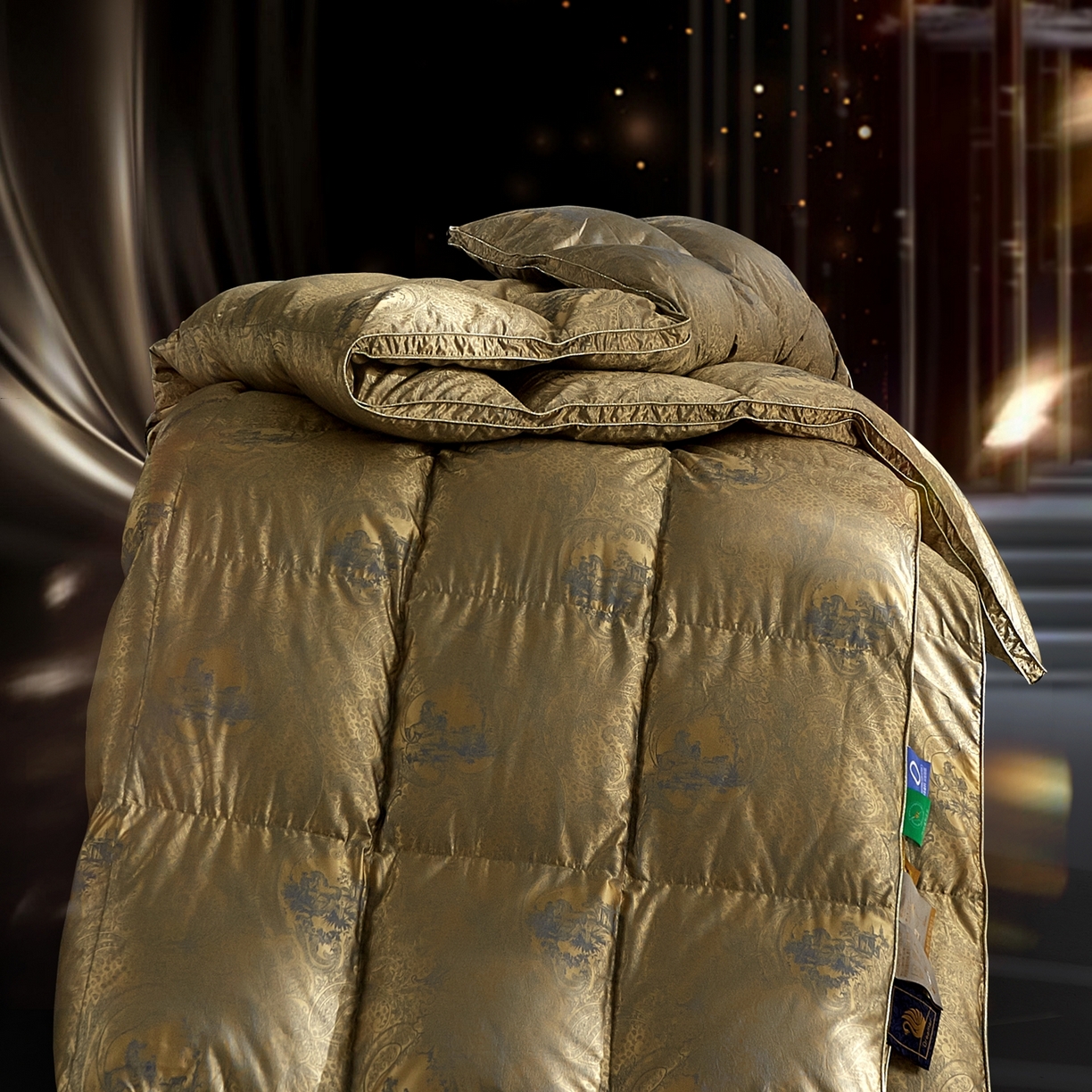 91家纺网 家纺一手货源 找家纺 织梦人羽绒工厂店 2025新款高蓬松羽绒羽毛被大牌同款花型-高精密提花系列 高精密提花-罗马庄园古铜