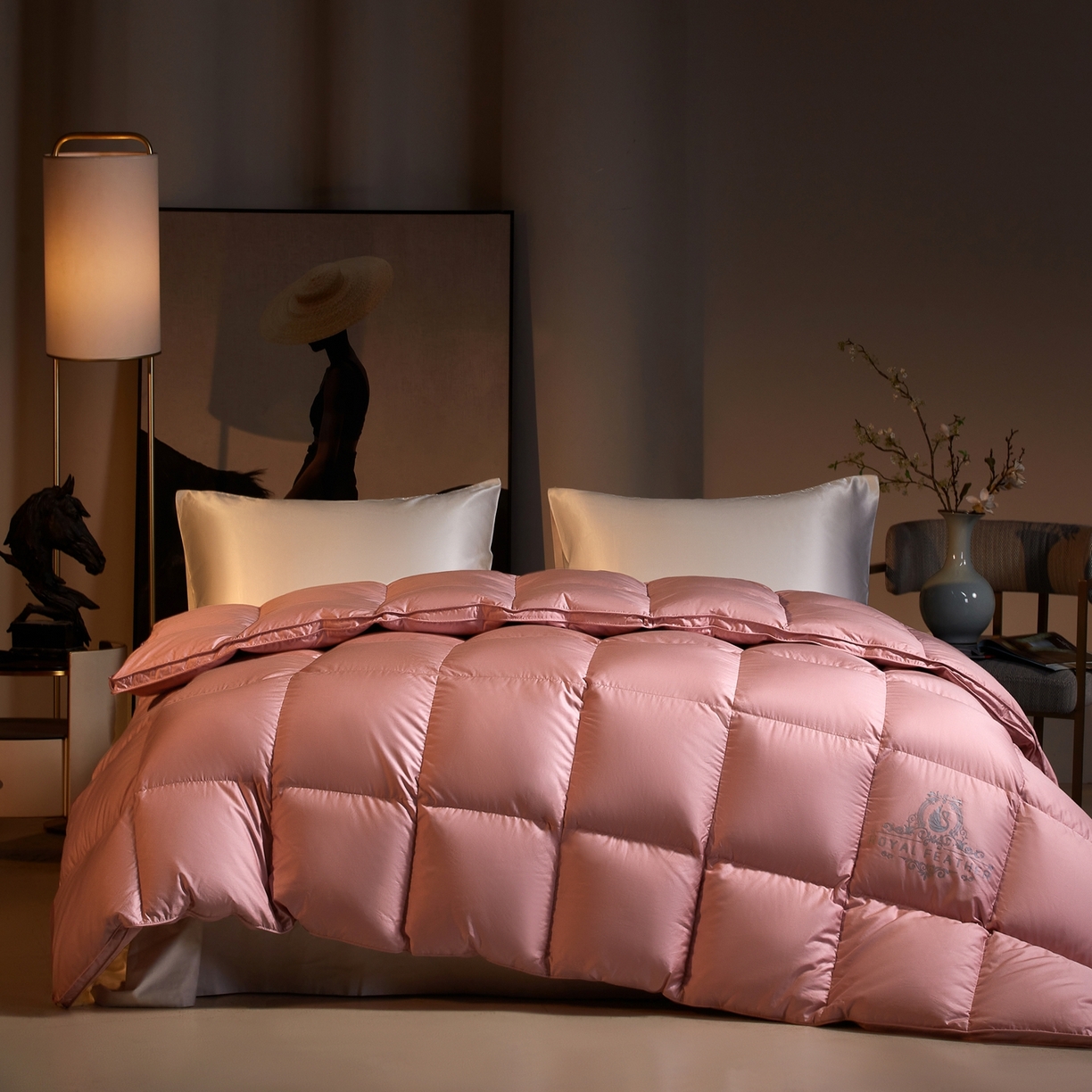 91家纺网 家纺一手货源 找家纺 织梦人羽绒工厂店2025新款高蓬松羽绒被95鹅绒大牌同款花型-莱赛尔+棉纯色系列 莱赛尔-豆沙