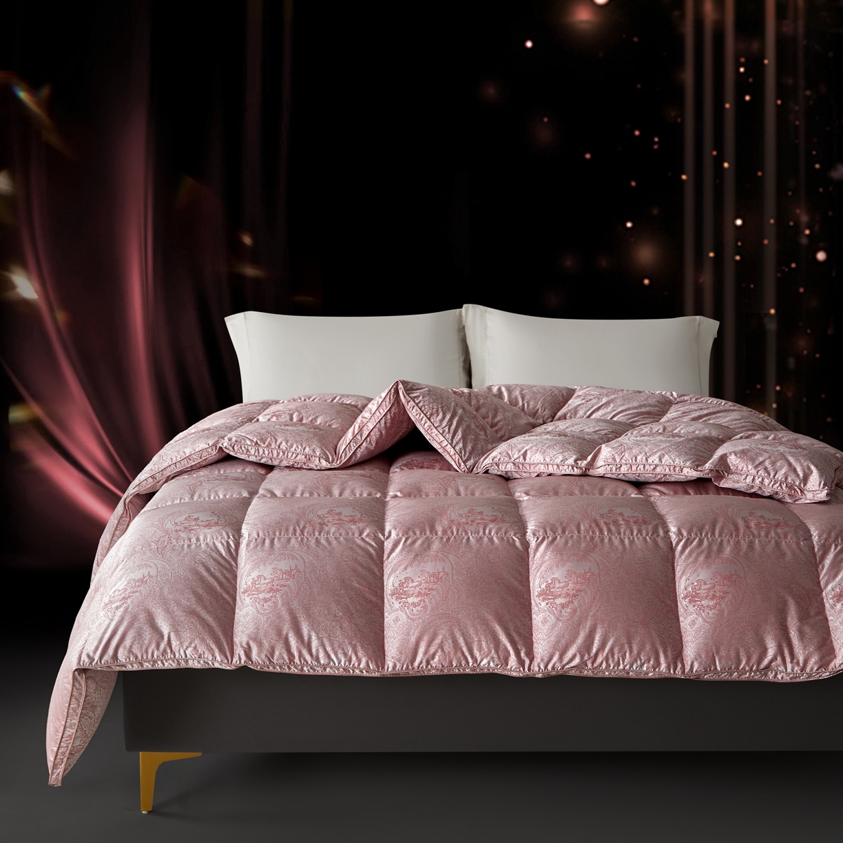 91家纺网 家纺一手货源 找家纺 织梦人羽绒工厂店 2025新款高蓬松羽绒被95鹅绒大牌同款花型-高精密提花系列 高精密提花-罗马庄园豆沙