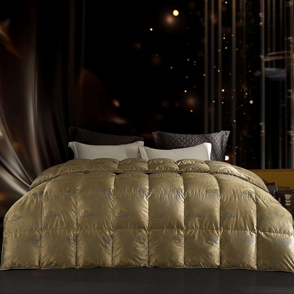 织梦人羽绒工厂店 2025新款高蓬松羽绒被95鹅绒大牌同款花型-高精密提花系列 高精密提花-罗马庄园古铜