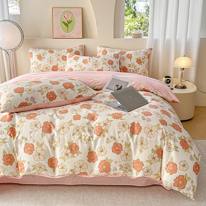 91家纺网 家纺一手货源 找家纺 宇彬家纺 2025直播新款13372全棉纯棉印花单双人被套喷气小清新简约热款学生被罩 颂和新花型上新