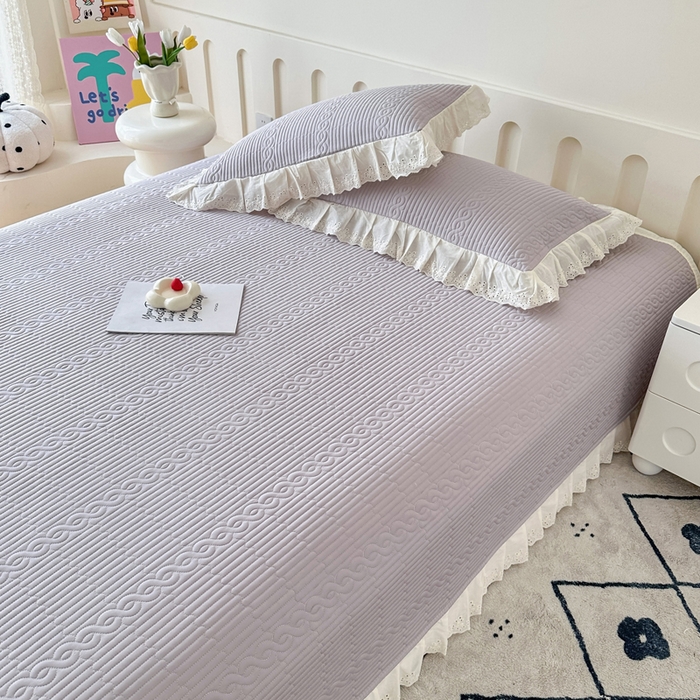 91家纺网 家纺一手货源 找家纺 岚吉家纺 2025新款莫代尔印花床盖 珍珠灰