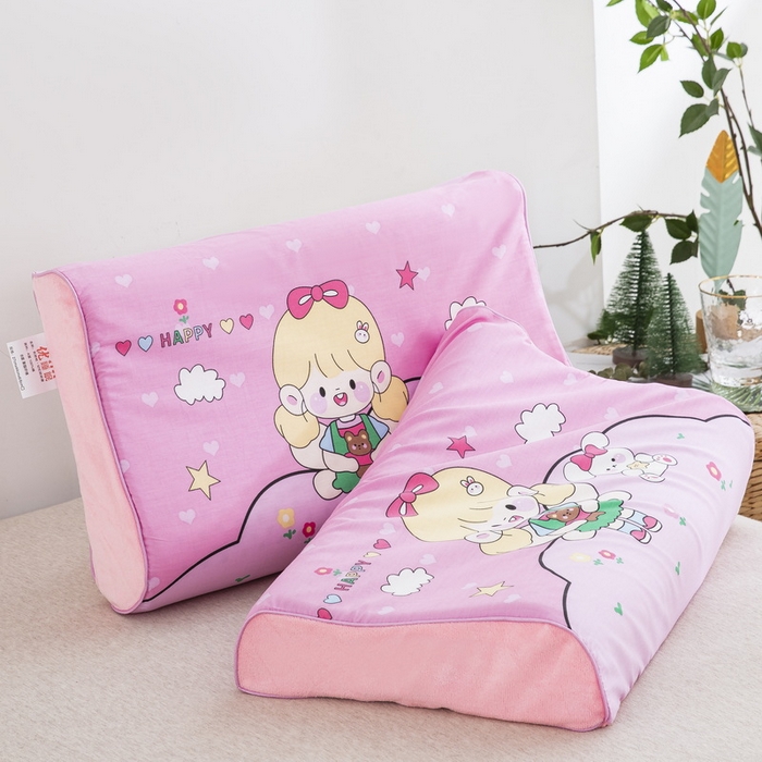 91家纺网 家纺一手货源 找家纺 大黄蜂家居家纺 2025新款全棉13372棉儿童卡通乳胶枕套 嗨皮女孩