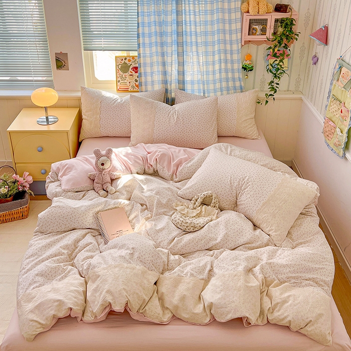 91家纺网 家纺一手货源 找家纺 海岛哥哥 2025新款韩式全棉蕾丝花边软绵绵四件套 清茉