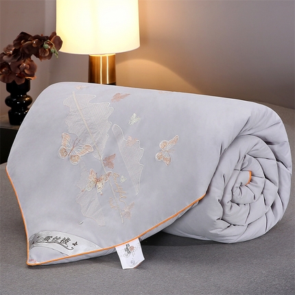 91家纺网 家纺一手货源 找家纺 （总）恒鑫 2025新款全棉绣花桑蚕丝冬被春秋被拉链二合一子母被